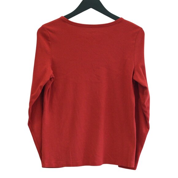 St Johns Bay Long Sleeve Shirts Womens M Lot 3 Red 100 Cotton Knit Top Tee Xmas - Picture 3 of 6